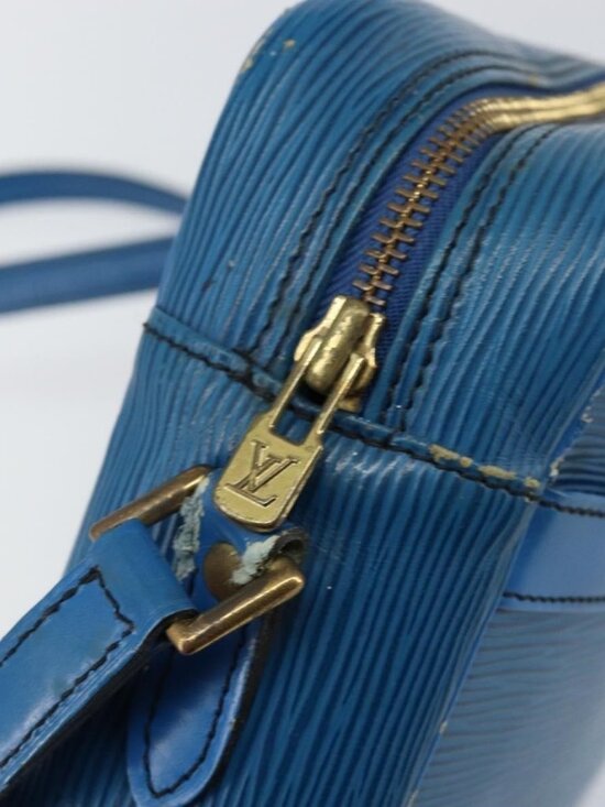 Authentic LOUIS VUITTON Epi Trocadero 27 Shoulder Bag Blue M52315 LV - Picture 7 of 16